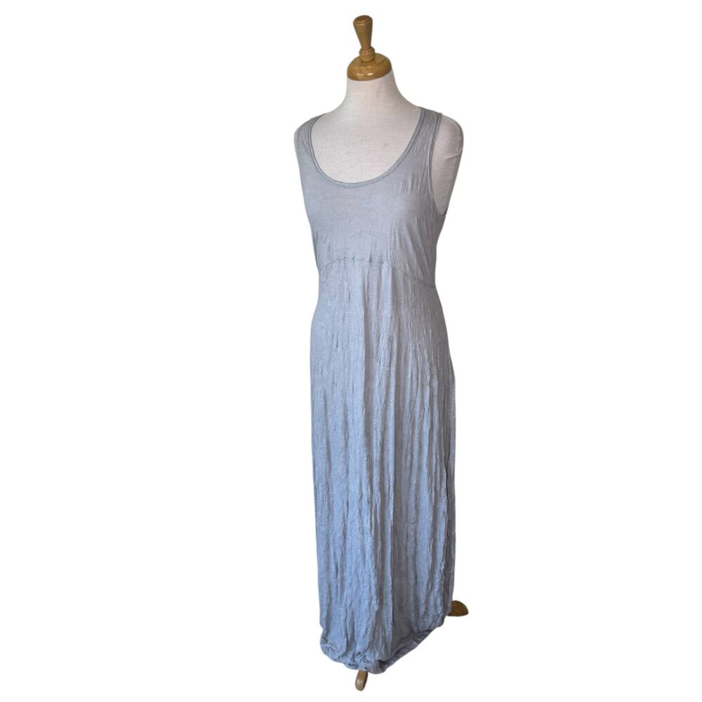 LAUREN VIDAL Scoop Neck Crinkle Knit Maxi Dress Gray Size Medium